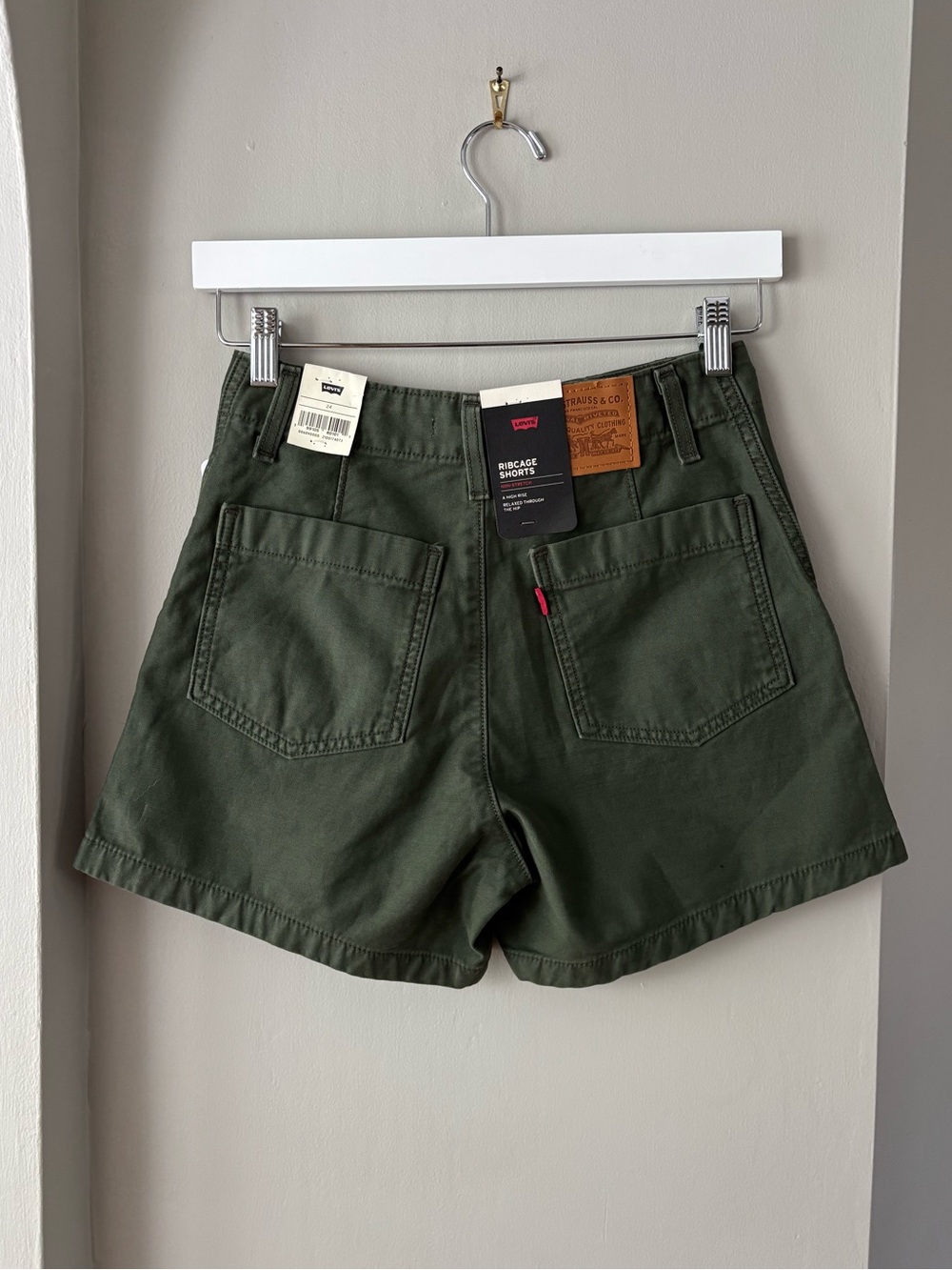 NWT Ribcage Shorts, Army Green, 24